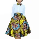 Jupe colorée avec motifs africains et nœud
