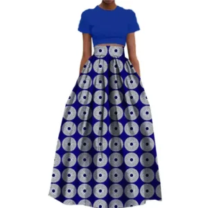 Jupe africaine bleue au design vibrant et coloré