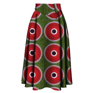 Jupe africaine motif rouge et vert