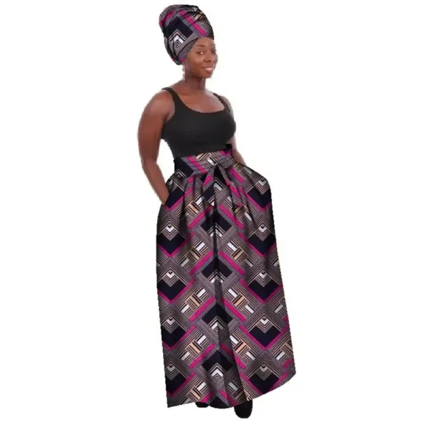 jupe-africaine-noire-et-violette-1 Jupe africaine noire et violette en tissu traditionnel