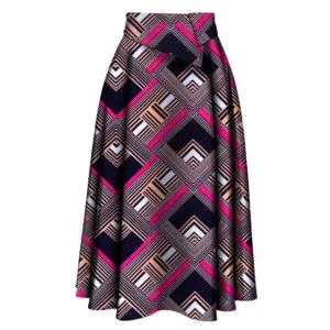 Jupe Africaine noire et fuchsia