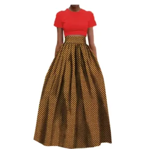 Jupe africaine ocre élégante et colorée