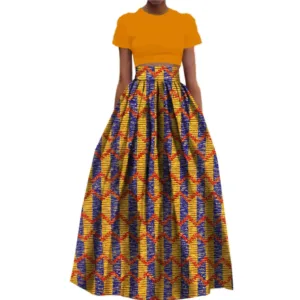 Jupe africaine orange aux motifs vibrants et traditionnels