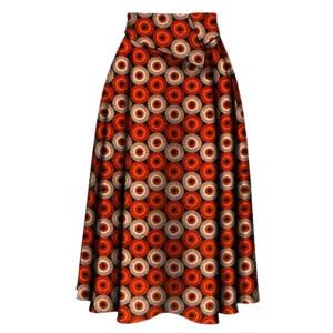 Jupe africaine rouge et beige au design élégant