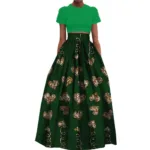 Jupe africaine verte en tissu léger et coloré