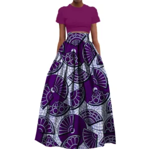 Jupe africaine violette à motif traditionnel