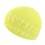 Kufi tricoté en laine jaune