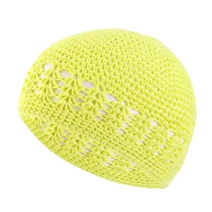 Kufi tricoté en laine jaune