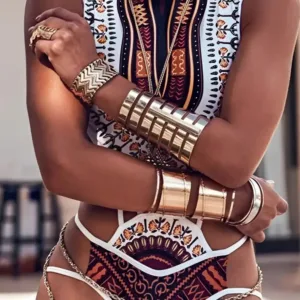 Maillot de bain africain 1 pièce en tissu wax coloré