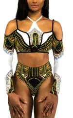 Maillot de bain 2 pièces africain en wax coloré