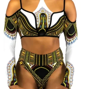 Maillot de bain 2 pièces africain en wax coloré
