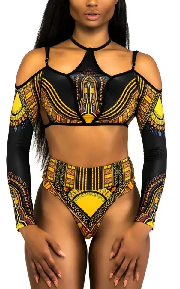 Ensemble de maillot de bain wax avec motifs africains
