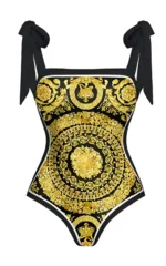 Maillot de bain femme noir et doré africain