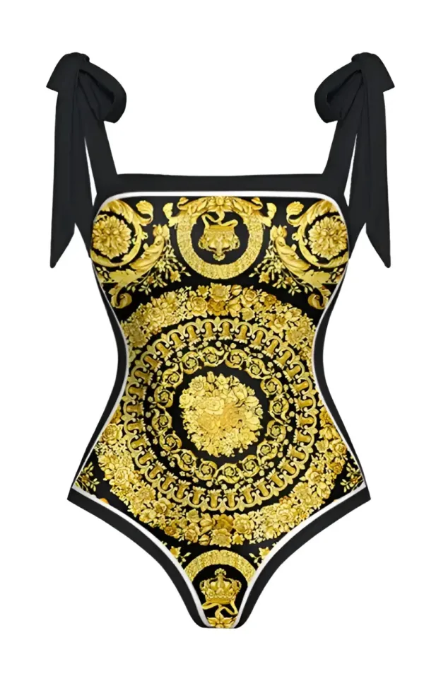 maillot-de-bain-africain-femme-noir-et-doree-1 Maillot de bain femme noir et doré africain