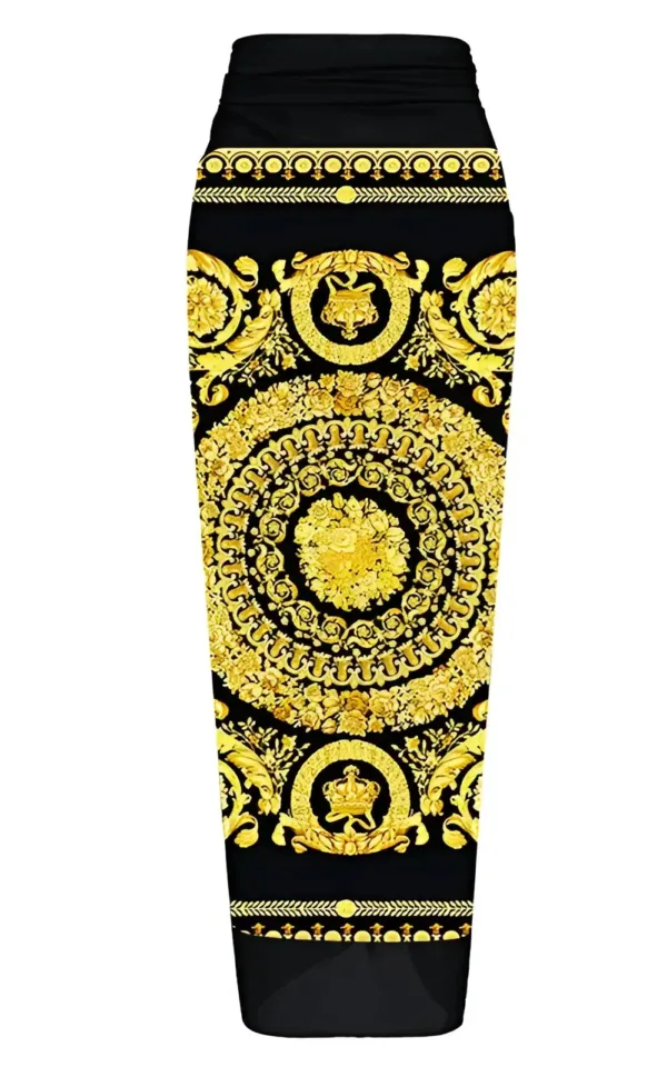 Maillot de bain femme style africain en noir et doré