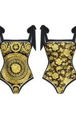 Vêtement africain femme : maillot de bain noir et or
