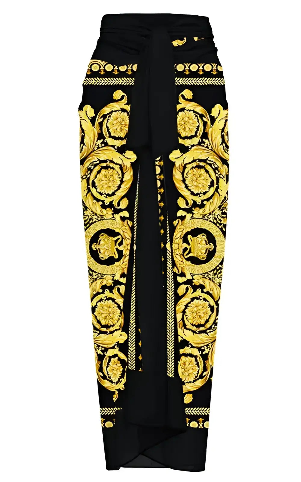 Maillot de bain femme avec motifs africains en noir et doré