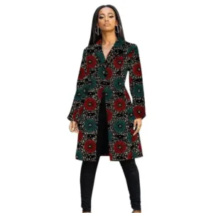 Manteau femme en pagne africain coloré