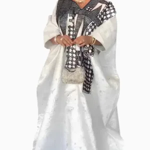 Boubou Bazin Femme élégant en tissu africain traditionnel