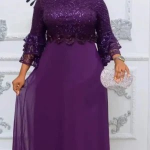 Robe africaine élégante à manches trois quarts