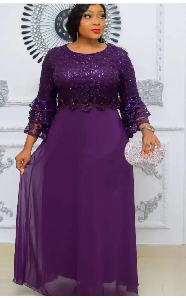 Robe africaine élégante à manches trois quarts