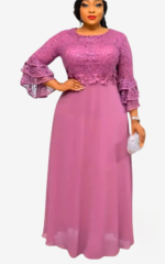 Robe avec manches trois quarts au design africain