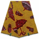 Tissu africain à motifs wax avec motifs stylisés