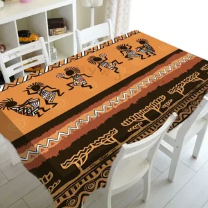 Nappe africaine noire et orange pour décoration
