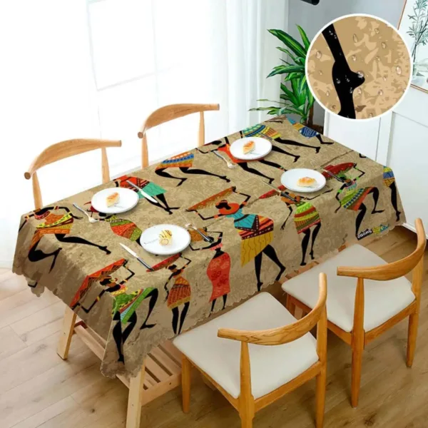 Nappe rectangulaire décorative aux motifs africains colorés