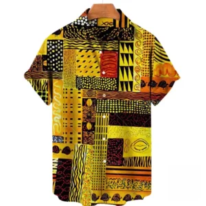 Chemise stylée en tissu africain pour homme
