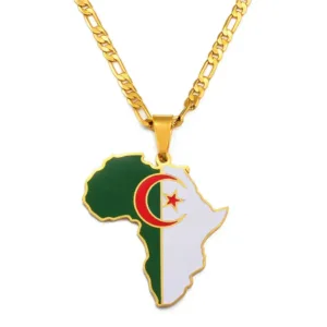 Pendentif en forme de carte de l'Afrique et de l'Algérie