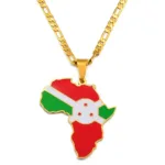 Pendentif carte Afrique Burundi en métal doré
