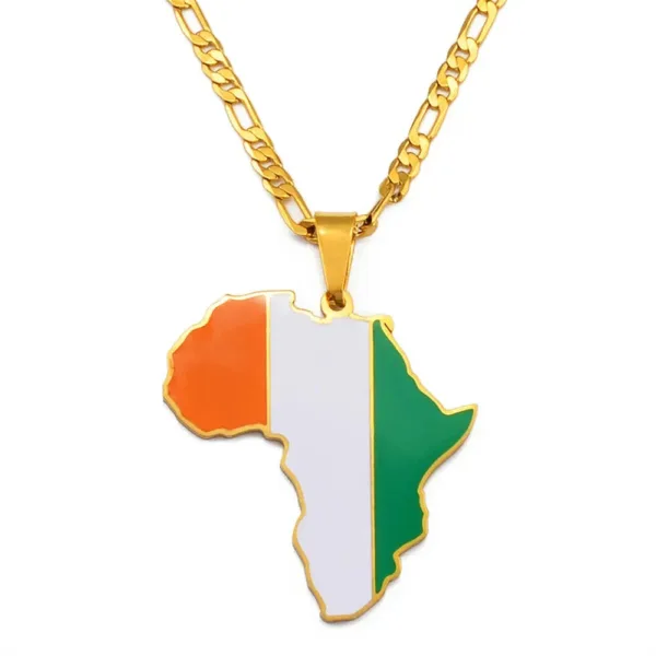 Pendentif carte de l'Afrique avec motif Côte d'Ivoire