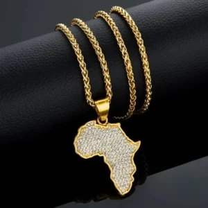 Pendentif Afrique en forme de carte avec diamant