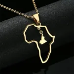 Pendentif or stylisé carte de l'Afrique, bijou unique