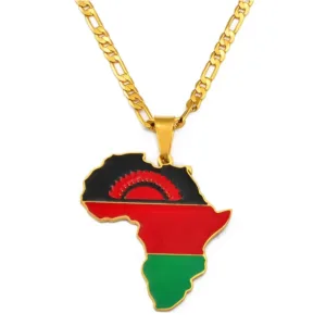 Pendentif carte d'Afrique Malawi en métal élégant