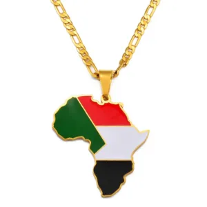 Pendentif en forme de carte du Soudan en Afrique