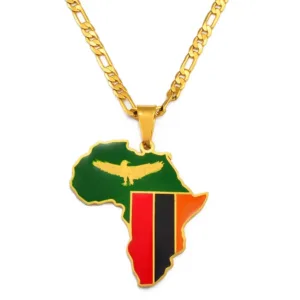 Pendentif Carte Afrique Zambie en métal élégant