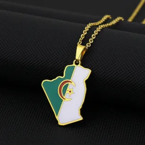 Pendentif carte de l'Algérie en métal