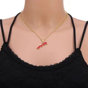 Pendentif en forme de carte du Maroc, design élégant