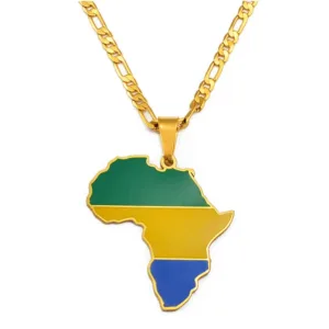 Pendentif drapeau du Gabon en métal coloré