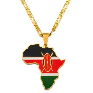 Pendentif Drapeau du Kenya en métal