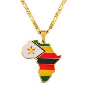 Pendentif drapeau du Zimbabwe en design africain
