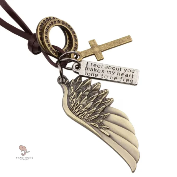 Pendentif unique en cuir avec cordon réglable