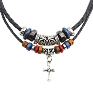 Pendentif tribal croix vintage inspiré par l'Afrique
