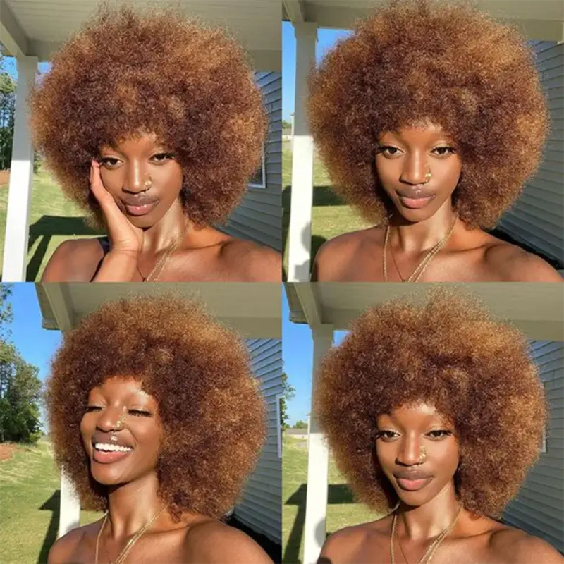Perruque afro chic avec frange attrayante