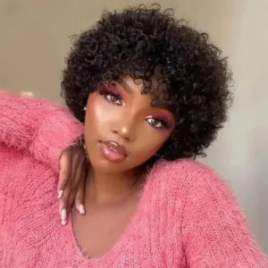 Perruque Afro Courte Bouclée, style naturel et volumineux