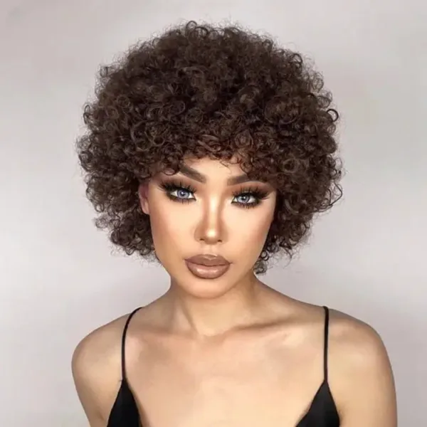 Perruque bouclée courte, look afro moderne et tendance