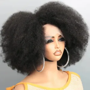 Perruque style afro, couleur noire, cheveux texturés