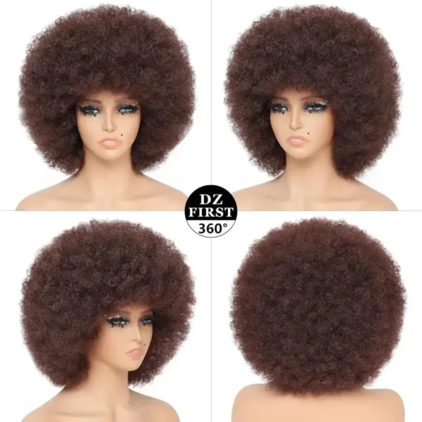 Perruque Afro naturelle en fibre synthétique